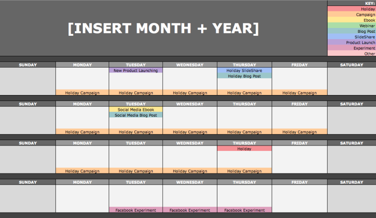Example Of Content Marketing Calendar