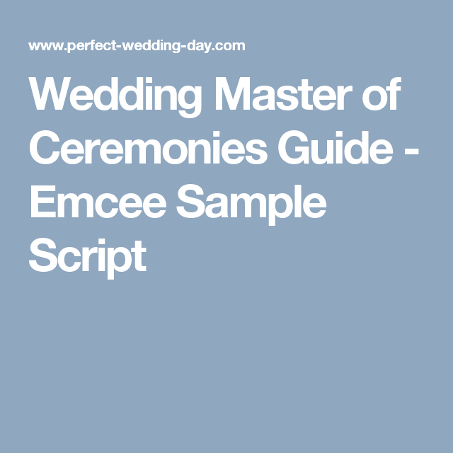Wedding Reception Emcee Script