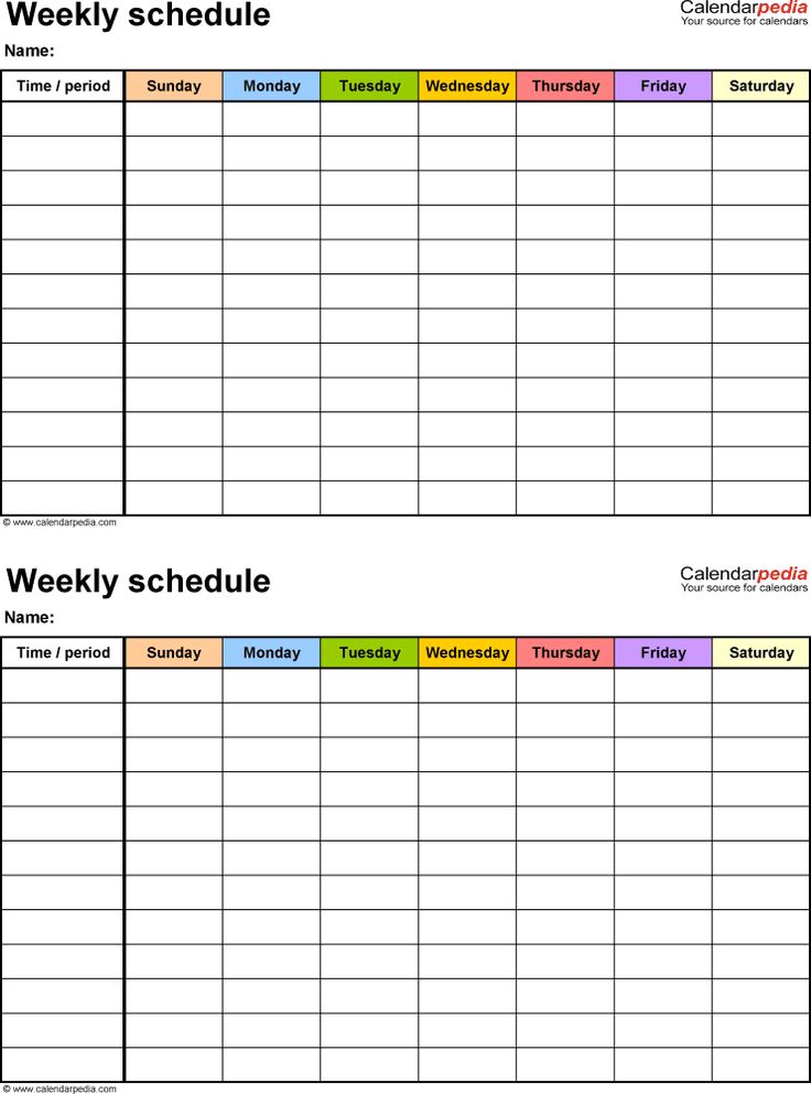 Week Calendar Layout Design