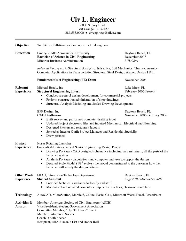 Cv For Engineering Student