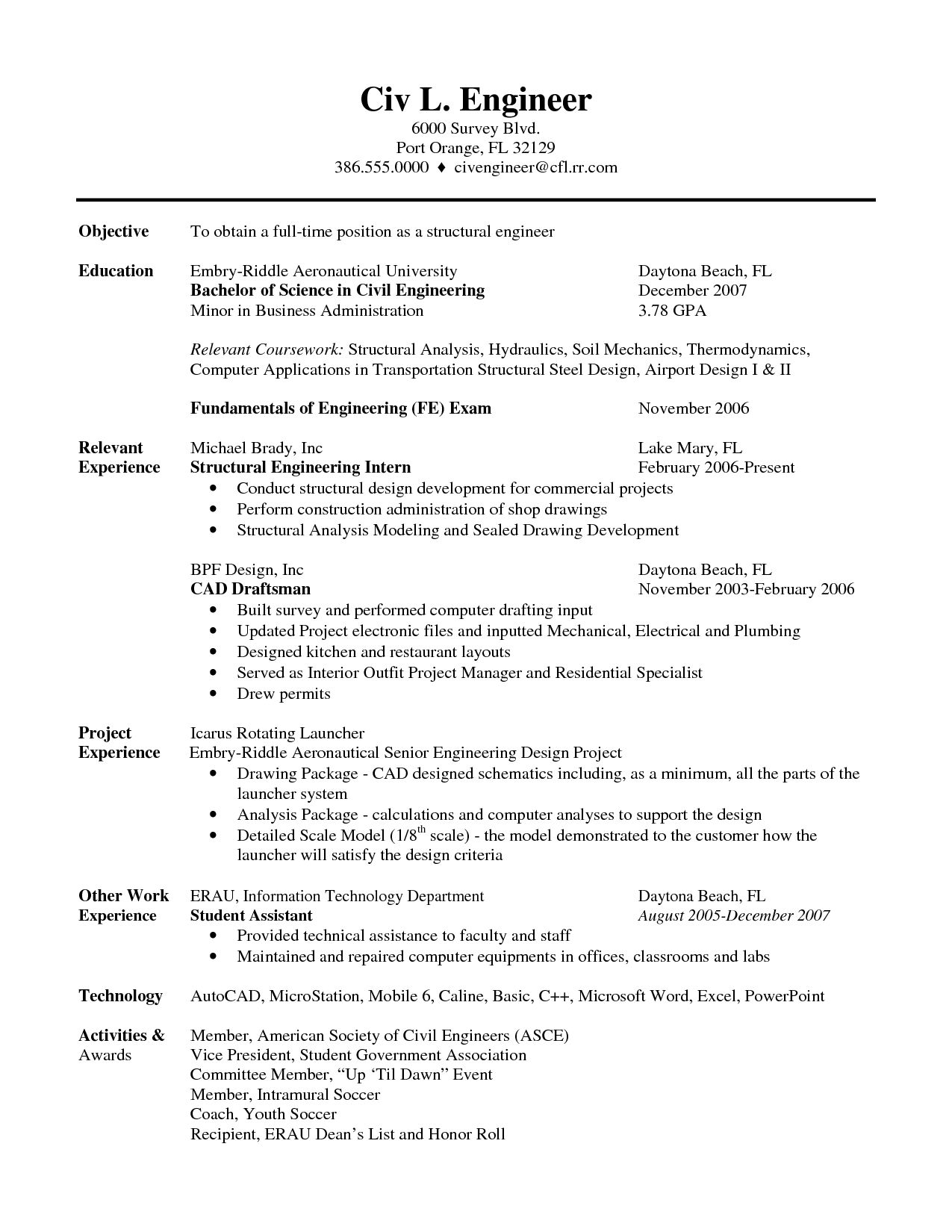 Cv For Engineering Student