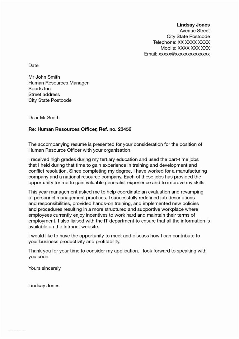 Application Letter For Human Resource Officer