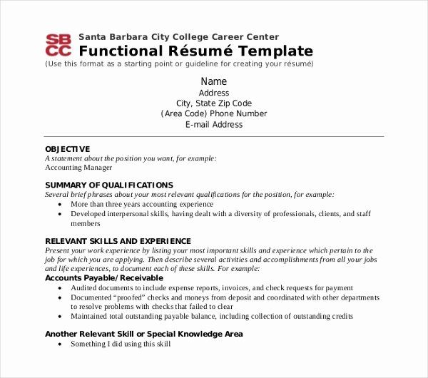 Functional Resume Example Pdf