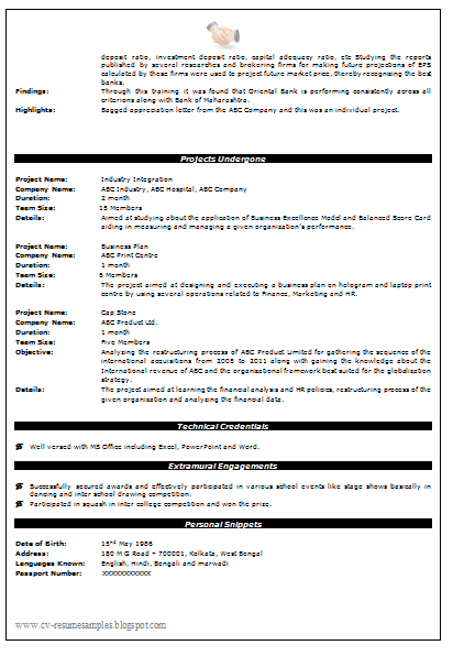 Finance Resume Template Download