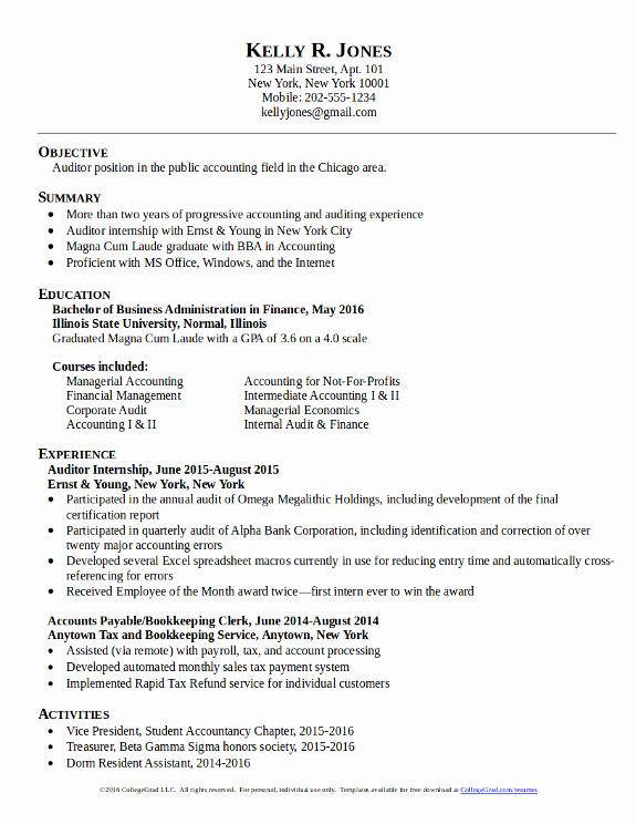 Recent Graduate Resume Summary Examples