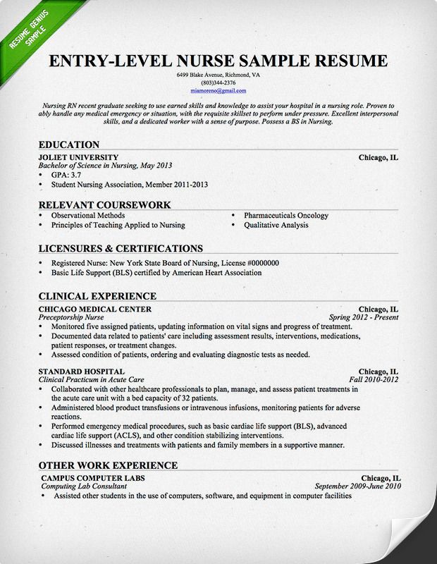 Sample Resume For Nurses With Experience