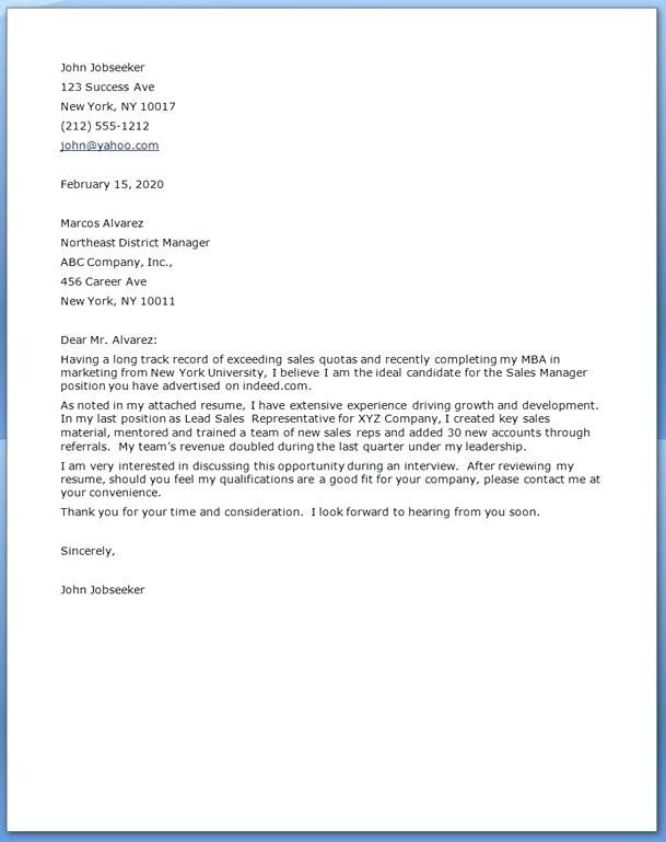 Sample Cover Letter For Returning To Previous Employer