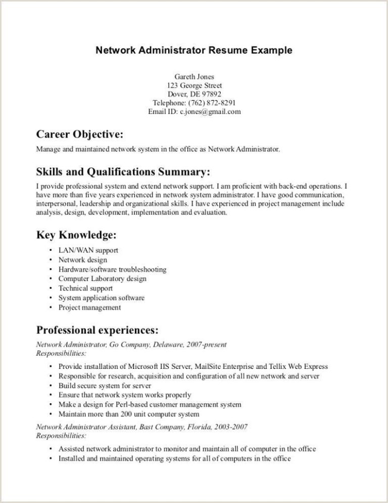 Free Admin Cv Examples