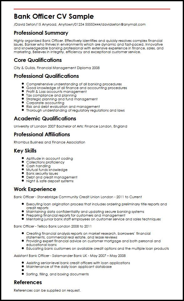Sample Resume For Banking Sector