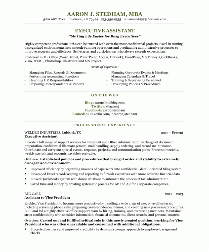 Federal Resume Sample Administrative Assistant