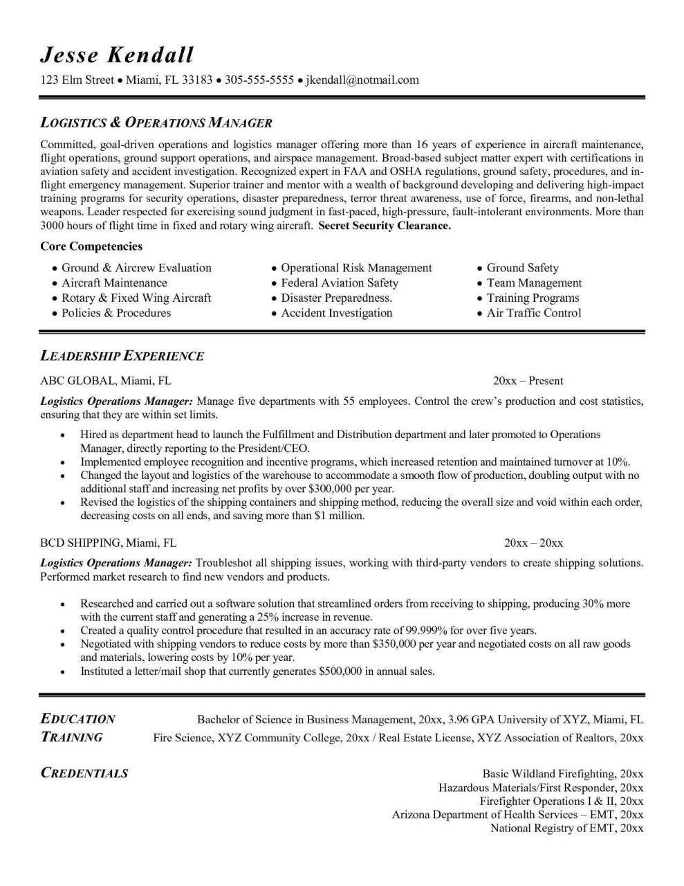 Sample Resume For Logistics Coordinator