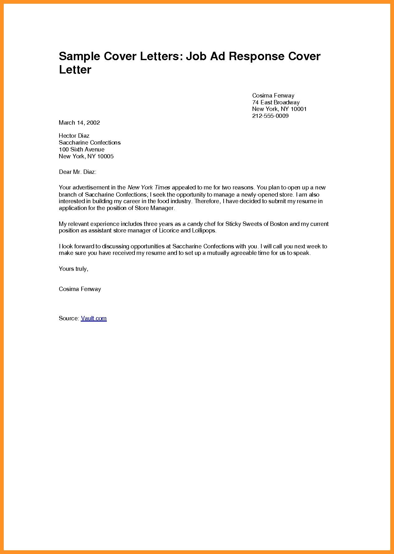 Cover Letter Template Pdf