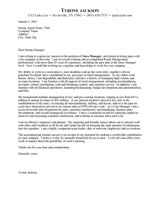 Outstanding Cover Letter Examples