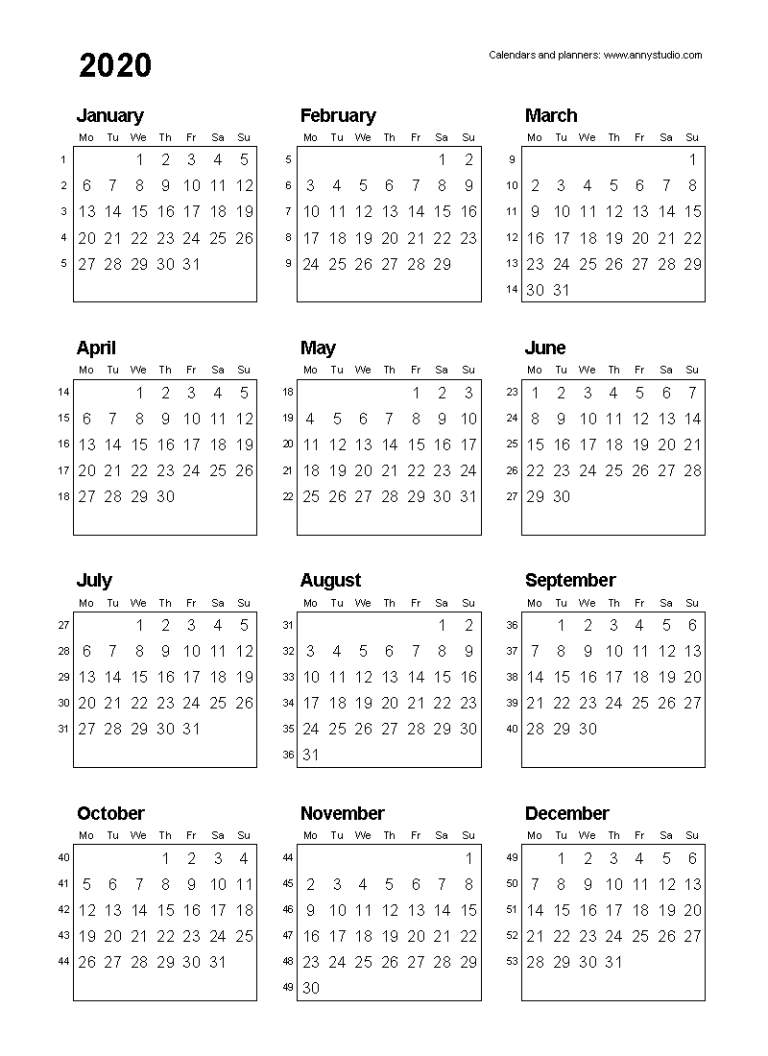 Pocket Calendar 2022 Printable