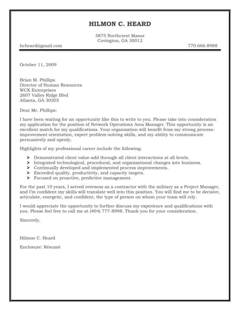 Example Of Resume Letter