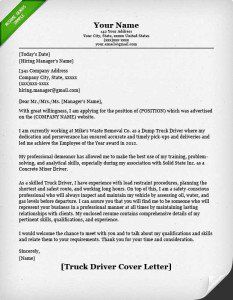 Driver Cover Letter Examples