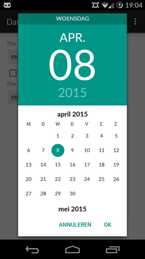 Angular Material Design Calendar