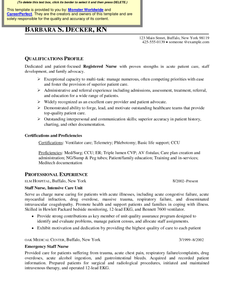 Er Nurse Resume Description