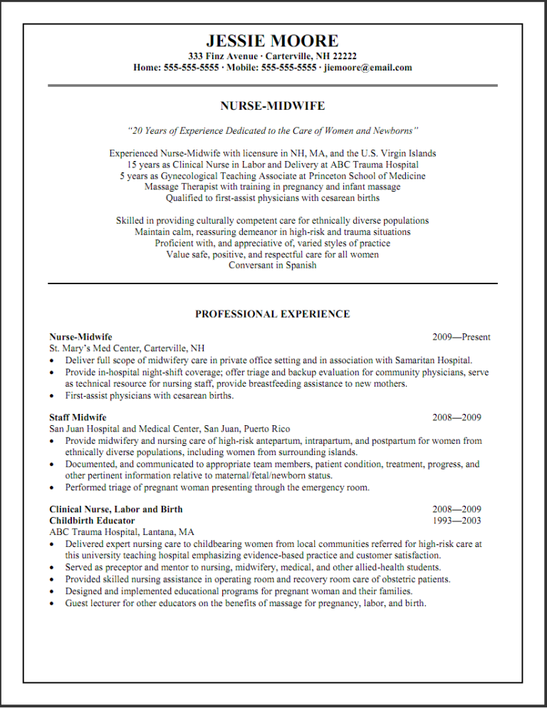 Nurse Resume Sample Doc