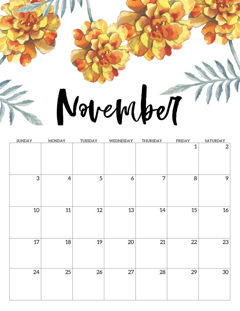 November Calendar Design