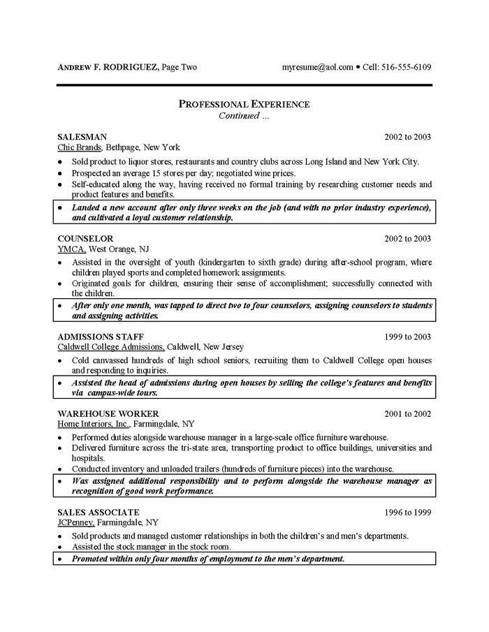 Great Resume Examples For College Graduates