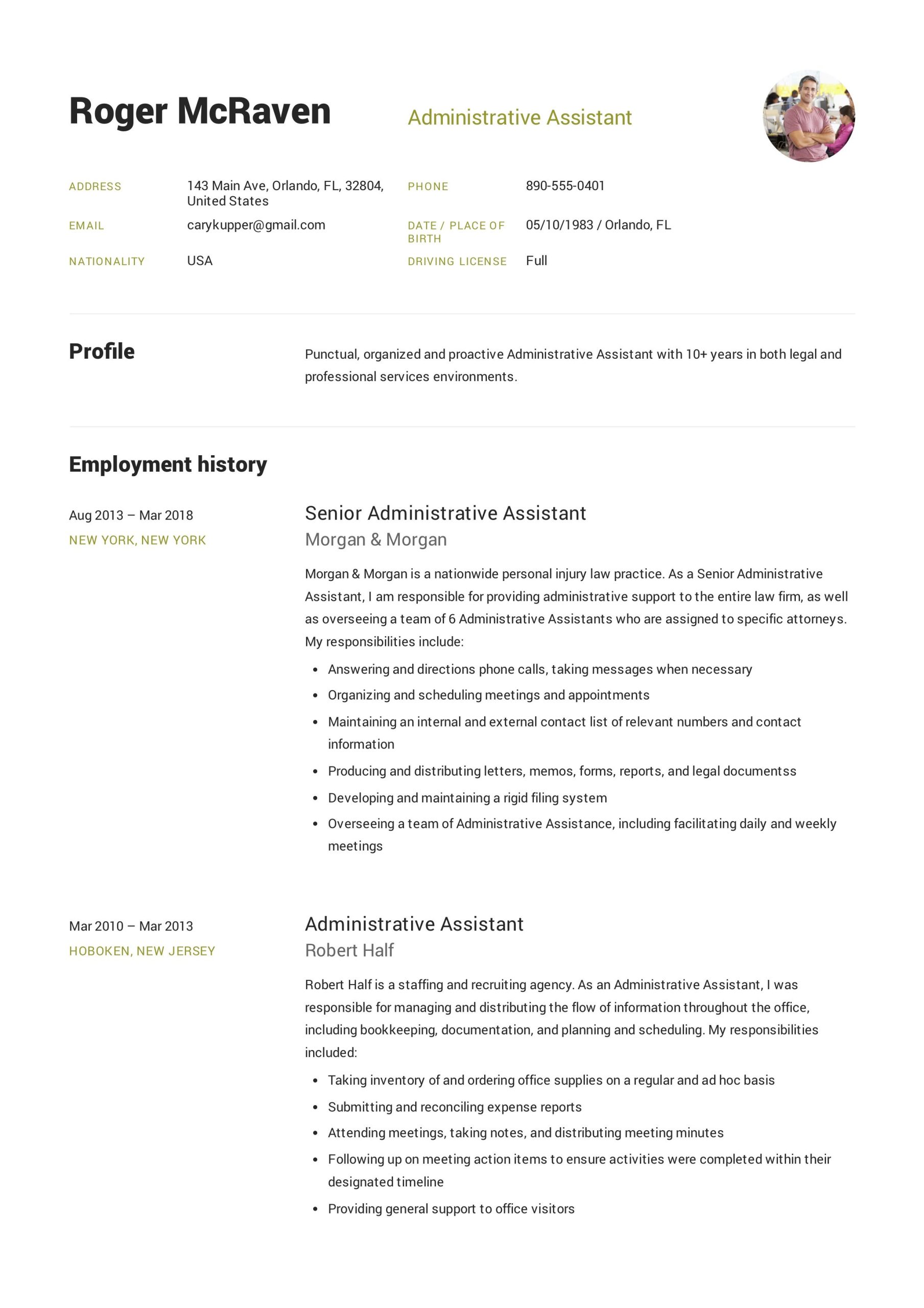 Administrative Assistant Resume 2018