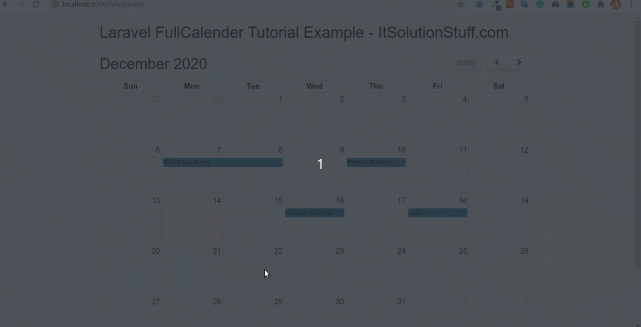 Php Full Calendar Example