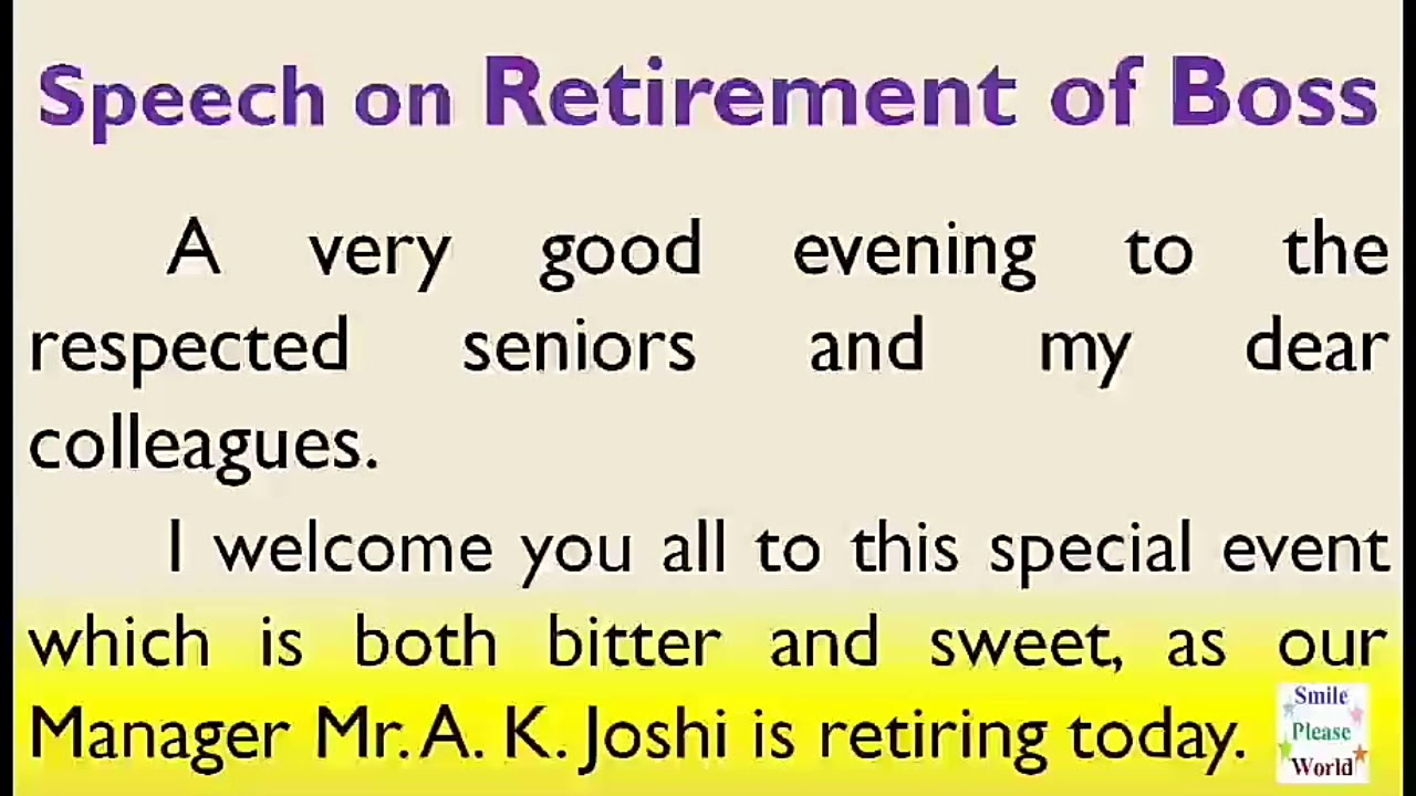 Welcome Speech For A Retirement Program