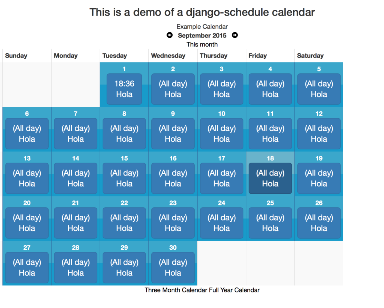 Django Html Calendar Example