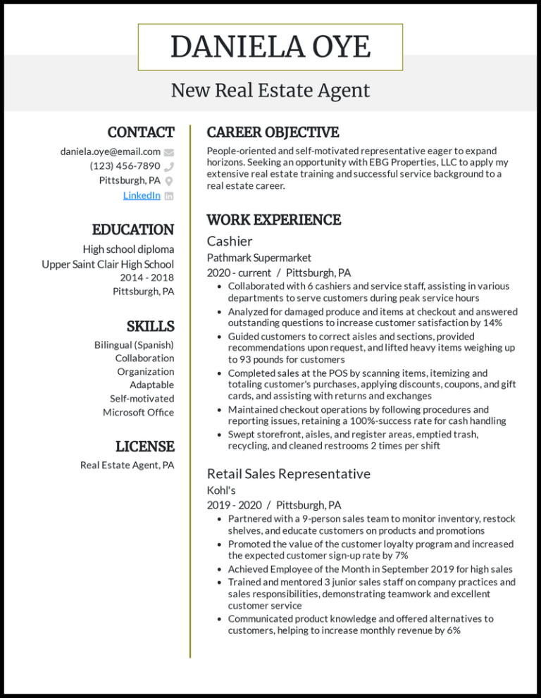 Real Estate Agent Resume Bullet Points