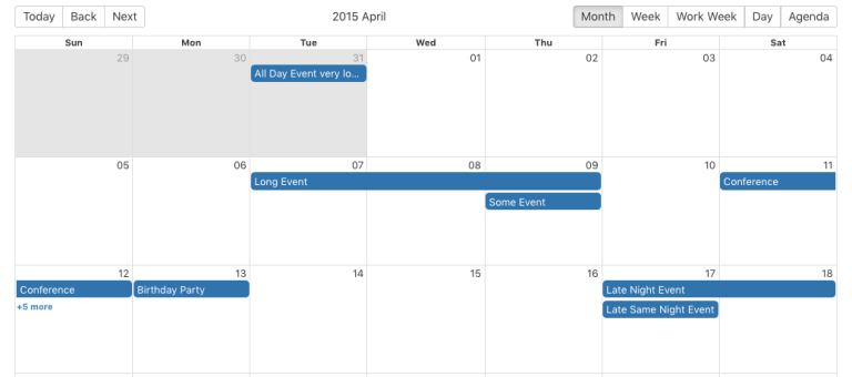 React Calendar Events Example