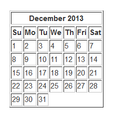 Javascript Simple Calendar Example