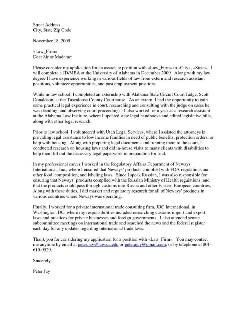 Attorney Cover Letter Sample