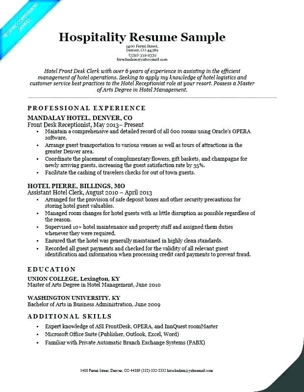 Sample Resume For Front Desk Receptionist