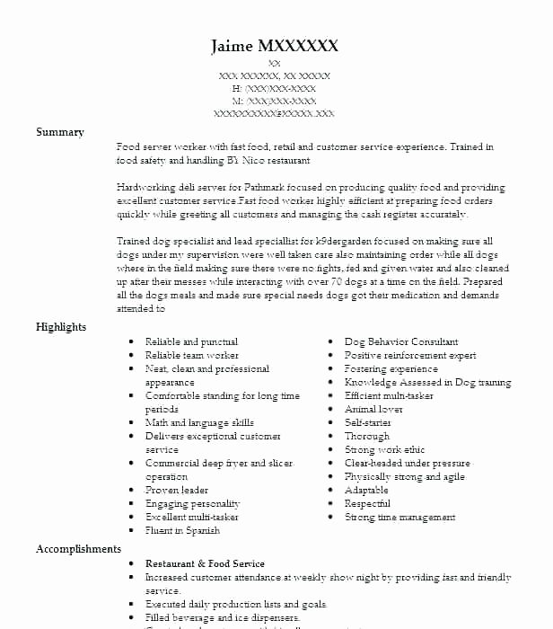 What To Write On Resume For Fast Food Experience
