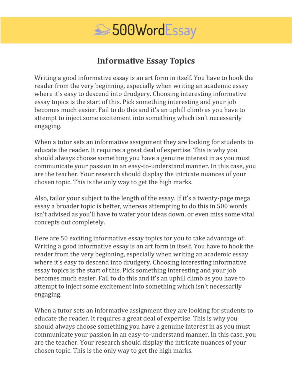 6th grade informative essay examples