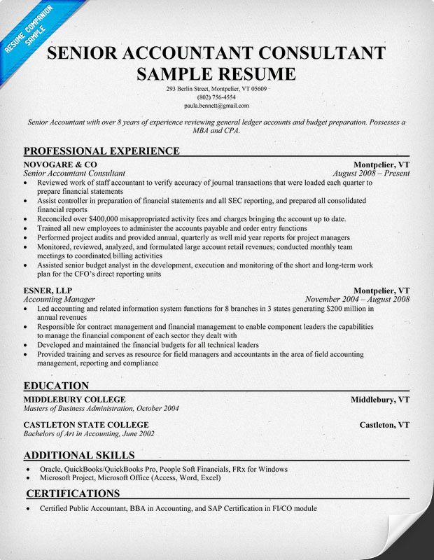 How To Write Experience In Resume For Accountant