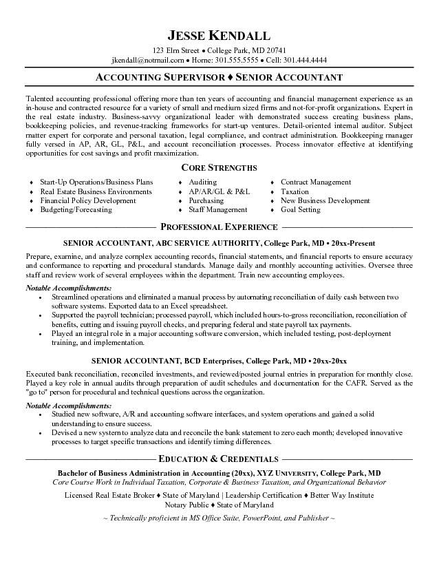 Sample Resume Objective For Accounting Position