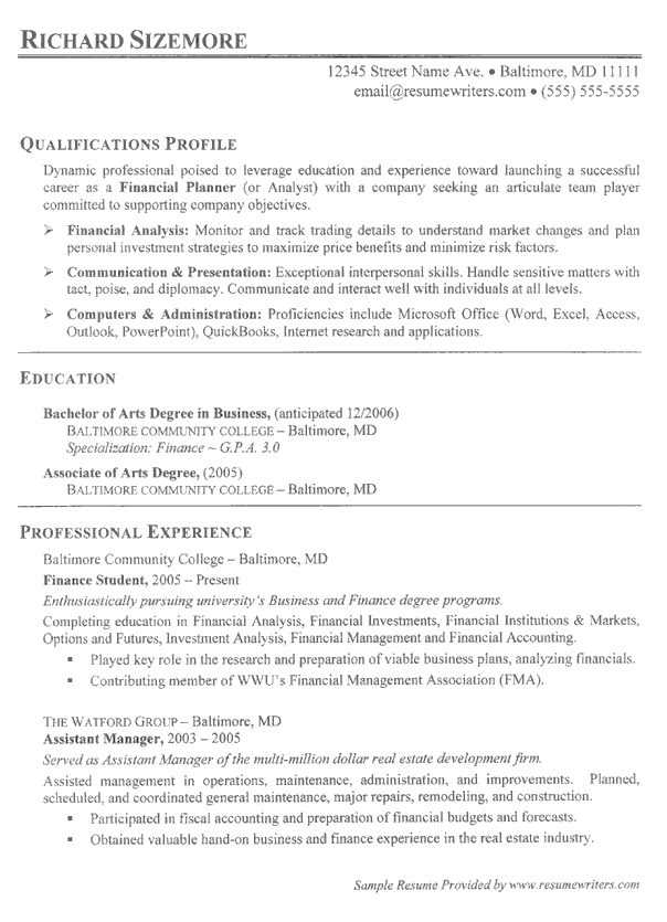 Resume Template For First Job After College