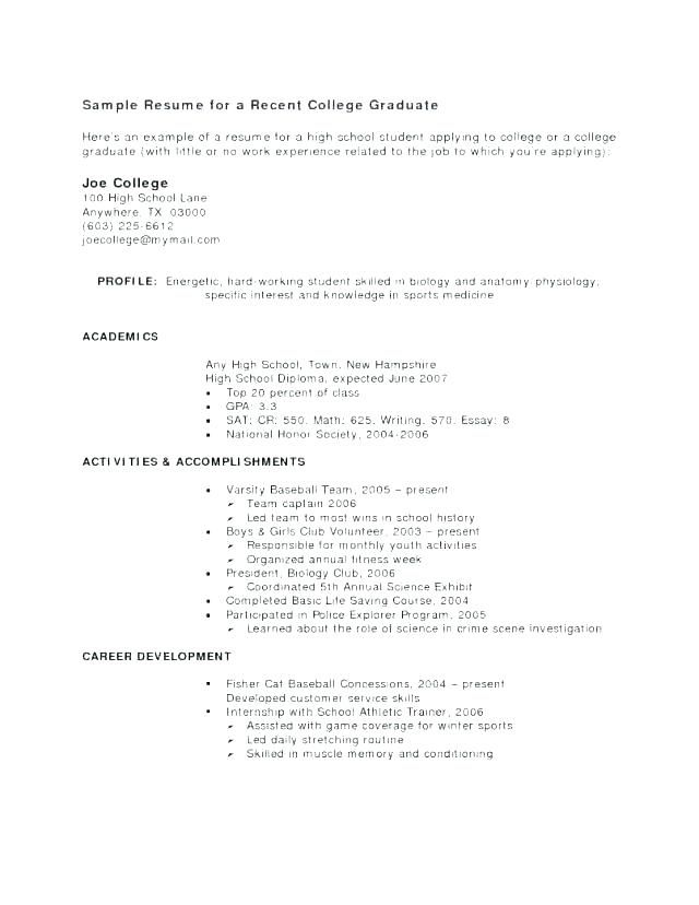 Cv For Graduate With No Work Experience