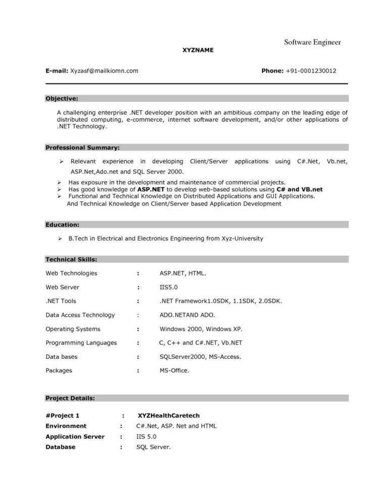 How To Prepare Resume For Software Engineer Fresher