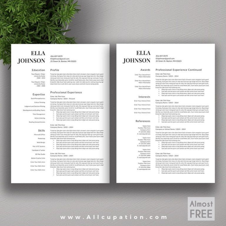 Professional Cv Templates Free Download Word Document