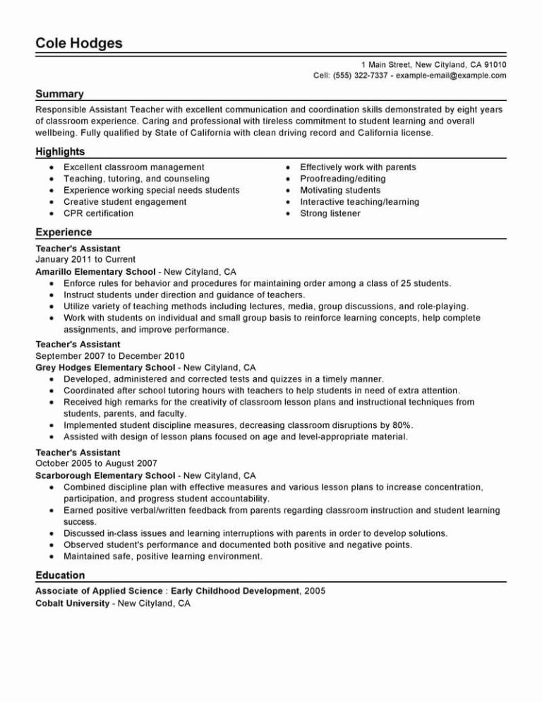 How To Write A Cv For Teaching Assistant