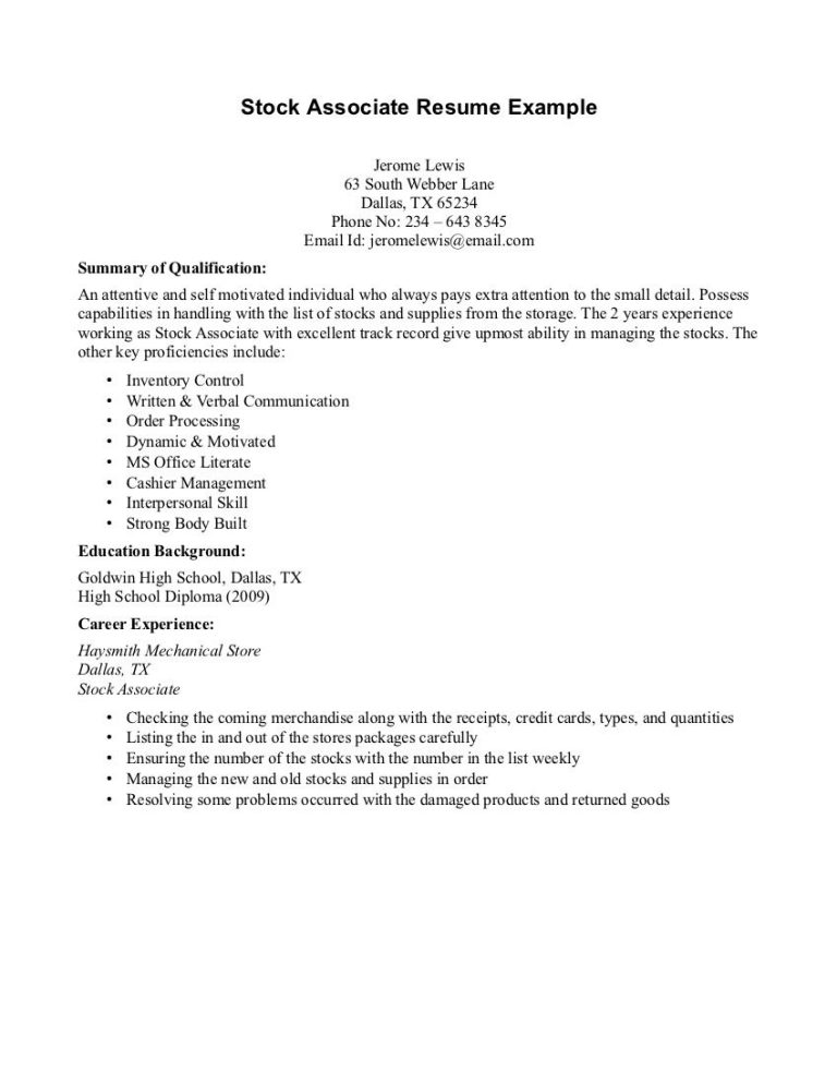 Sample Of A Student Resume With No Work Experience