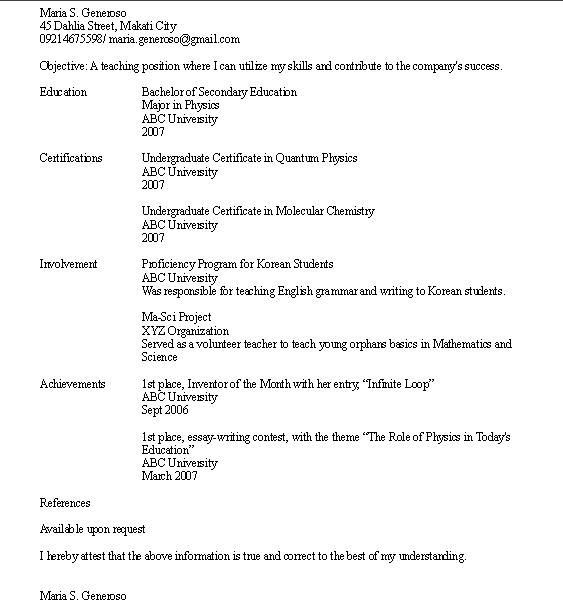 Resume Samples For Mechanical Engineering Students