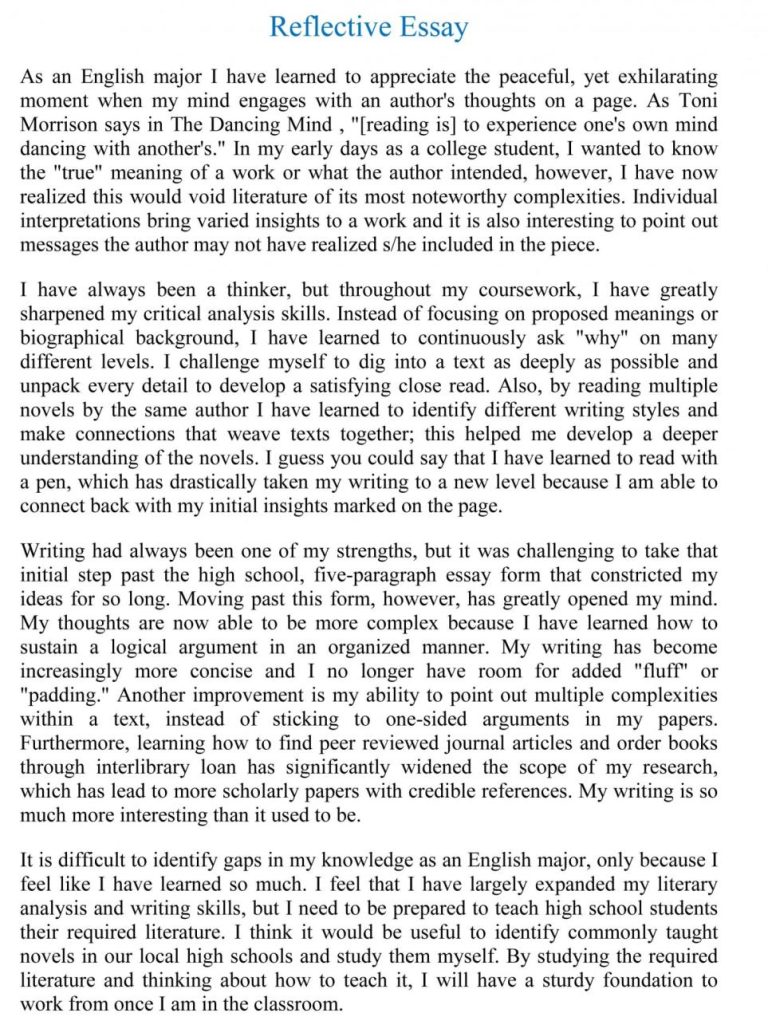 How To Write A Reflection Paper Essay