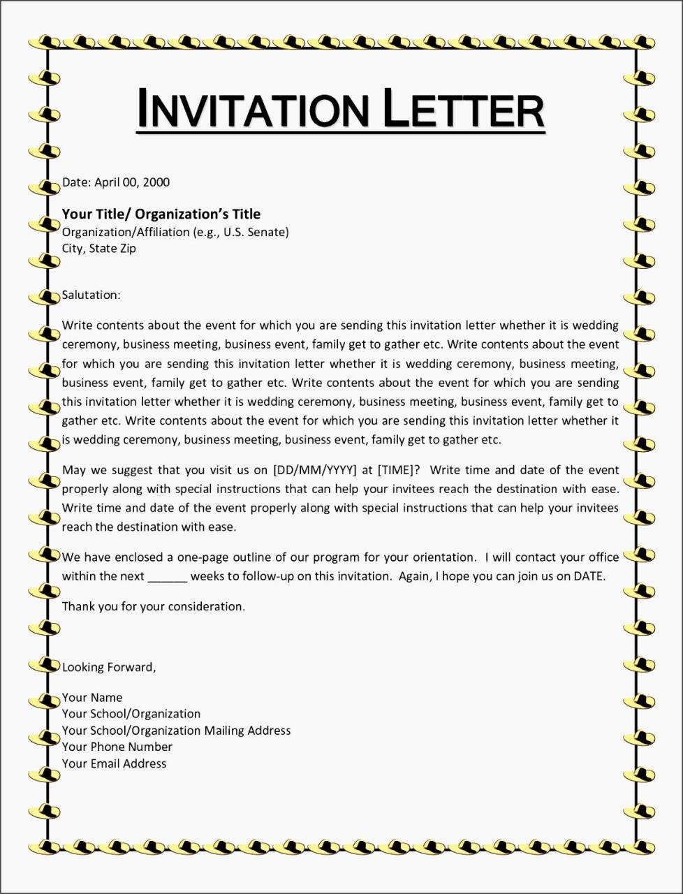 Invitation Letter For Meeting Sample Letter Daily References