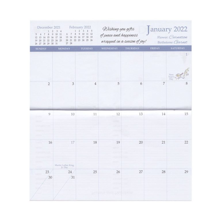 Printable Monthly Pocket Calendar 2022