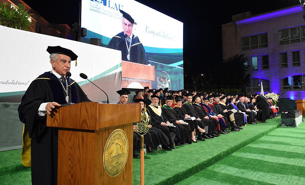Byblos commencement speakers underscore human values. Graduates are urged to work together for