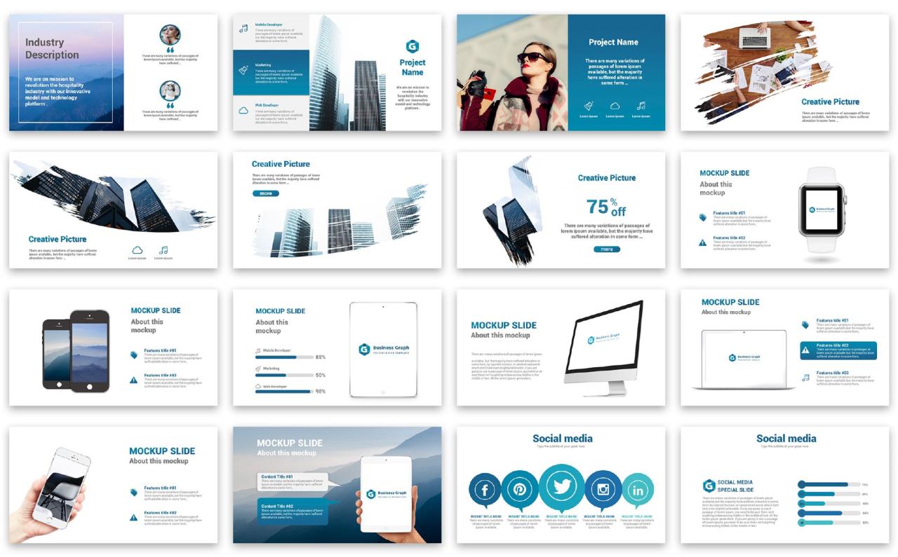 Business Graph Presentation PowerPoint Template for 18